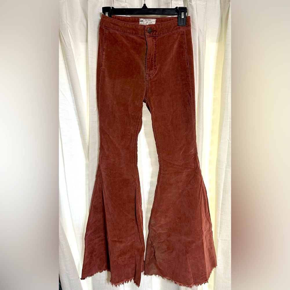 Free People Pink Corduroy Flare Pants